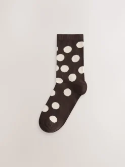 Next Ankle Socks 5 Pack Chocolate Brown/White Spot Discount