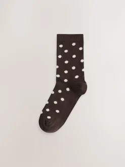 Next Ankle Socks 5 Pack Chocolate Brown/White Spot Discount