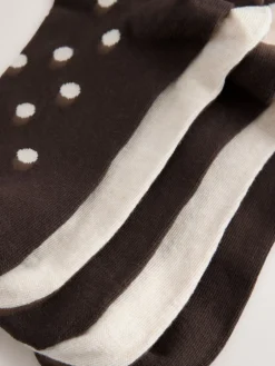 Next Ankle Socks 5 Pack Chocolate Brown/White Spot Discount