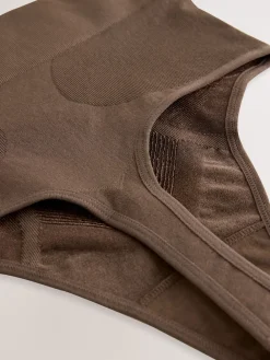 Next High Waist Thong Seamless Firm Tummy Control Shaping Briefs Chocolate Nude New