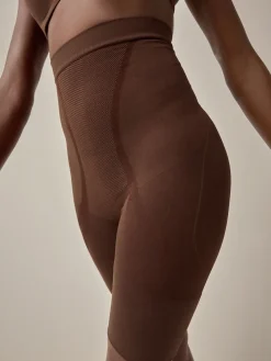 Next Thigh Smoother Short Seamless Firm Tummy Control Shaping Briefs Chocolate Nude New