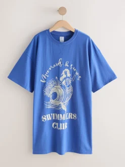 Next Cobalt Blue Graphic Nightie Outlet