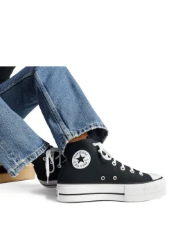 Converse Black/White Chuck Taylor All Star Lift Wide Trainers Hot