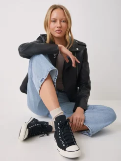 Converse Chuck Taylor Suede All Over High Trainers Leopard Black Clearance