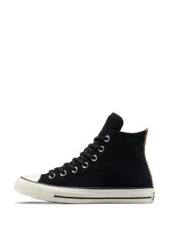 Converse Chuck Taylor Suede All Over High Trainers Leopard Black Clearance