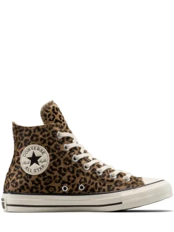 Converse Chuck Taylor Suede All Over High Trainers Leopard Brown Outlet