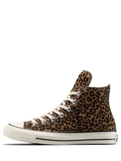 Converse Chuck Taylor Suede All Over High Trainers Leopard Brown Outlet