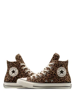 Converse Chuck Taylor Suede All Over High Trainers Leopard Brown Outlet