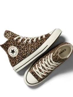 Converse Chuck Taylor Suede All Over High Trainers Leopard Brown Outlet