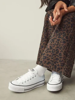 Converse Platform Lift Chuck Ox Leather Trainers White Sale