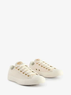 Converse White/Gold Chuck Taylor All Star Mono Leather Low Trainers Discount