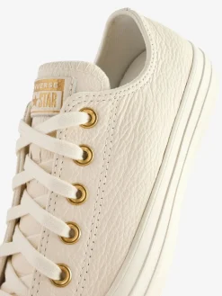 Converse White/Gold Chuck Taylor All Star Mono Leather Low Trainers Discount