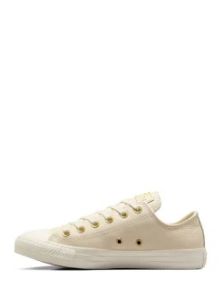 Converse White/Gold Chuck Taylor All Star Mono Leather Low Trainers Discount