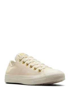 Converse White/Gold Chuck Taylor All Star Mono Leather Low Trainers Discount