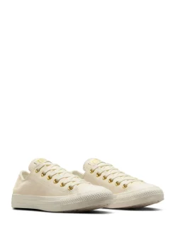 Converse White/Gold Chuck Taylor All Star Mono Leather Low Trainers Discount