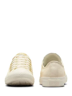 Converse White/Gold Chuck Taylor All Star Mono Leather Low Trainers Discount