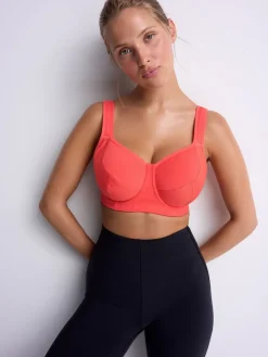 Next DD+ Non Pad Full Cup Dry Tech High Impact Sports Bra Coral Pink Hot
