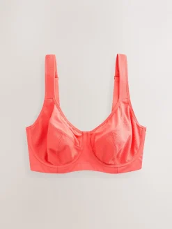 Next DD+ Non Pad Full Cup Dry Tech High Impact Sports Bra Coral Pink Hot