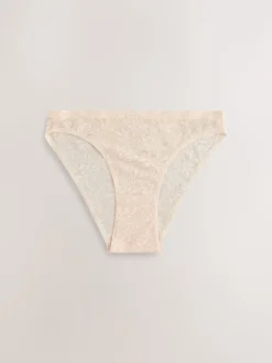 Next High Leg All-Over Lace No VPL Knickers 3 Pack Coral Pink Discount