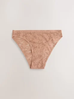 Next High Leg All-Over Lace No VPL Knickers 3 Pack Coral Pink Discount