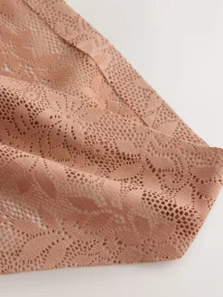 Next High Leg All-Over Lace No VPL Knickers 3 Pack Coral Pink Discount