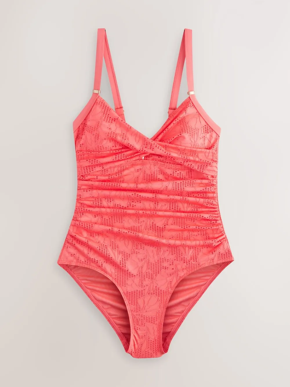 Next Coral Pink Lace Shaping Tummy Control Swimsuit Clearance