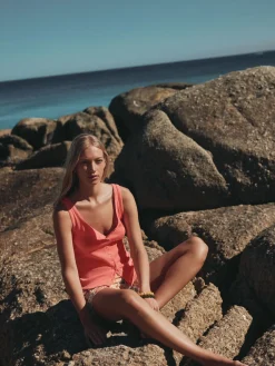 Next Pointelle Cami Vest Top Coral Pink New