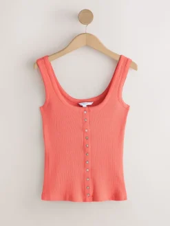 Next Pointelle Cami Vest Top Coral Pink New