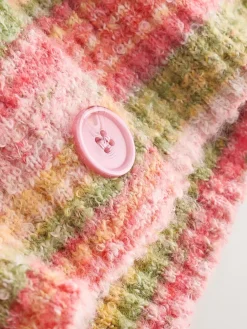 Next Spacedye Knitted Crew Neck Cardigan Coral Pink/Orange New