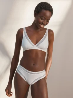 Next Brazilian Ultimate Comfort Premium Lace & Micro Modal Knickers Cream Best