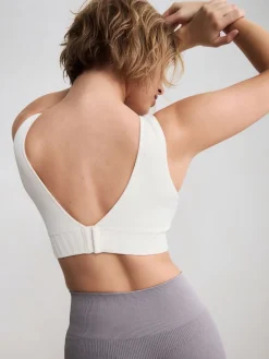 Next DD+ Supportive Seamless Ribbed NonWired Ultimate Comfort Bra Cream New