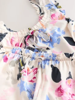 Next Cream Floral 100% Cotton Vest Short Set Pyjamas Online