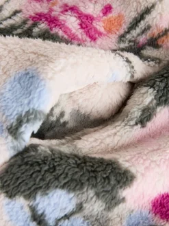 Next Cream Floral Borg Half Zip Fleece Online