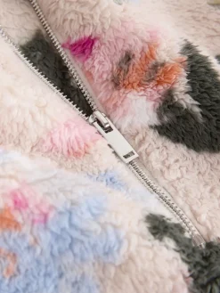 Next Cream Floral Borg Half Zip Fleece Online