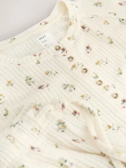 Next Cream Floral Cosy Waffle Long Sleeve Pyjamas Outlet