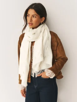 Next Cream Foil Print Lightweight Scarf New