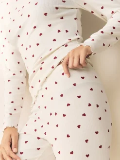 Next Thermal Base Layer Long Sleeved Top and Legging Set Cream Heart