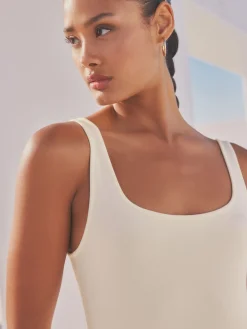 Next Jersey Waisted Summer Dress Cream New