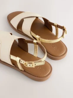 Next Standard/Wide Fit Stitched Slingback Sandals Cream Leather Online