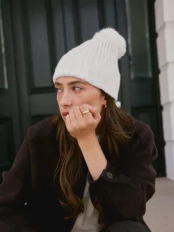 Next N. Premium 100% Cashmere Knitted Pom Hat Cream Online