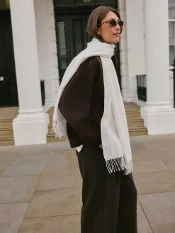 Next Premium Made in Italy Twill Midweight Shawl Scarf Cream