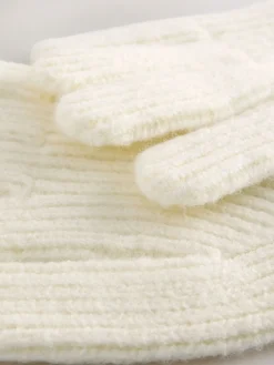 Next Rib Knit Gloves Cream Outlet