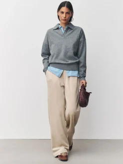 Next Soft Feel Cord Wide Leg Trousers Cream New