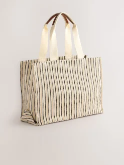 Next Cream Structured Canvas Shoulder Bag Sale