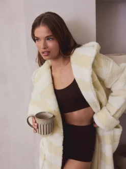 Next Cream Textured Stripe Dressing Gown Sale