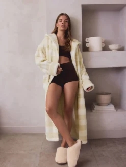 Next Cream Textured Stripe Dressing Gown Sale