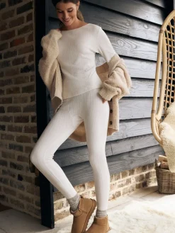 Next Thermal Maximum Warmth Cosy Pointelle Leggings Cream Discount