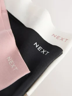Next High Waist High Leg Cotton Rich No VPL Knickers 3 Pack Cream/Pink/Black Sale