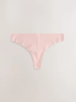 Next Thong Cotton Rich No VPL Knickers 3 Pack Cream/Pink/Black Outlet