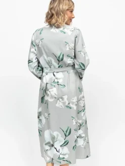 Cyberjammies Grey Floral Print Sleeve Long Dressing Gown Online
